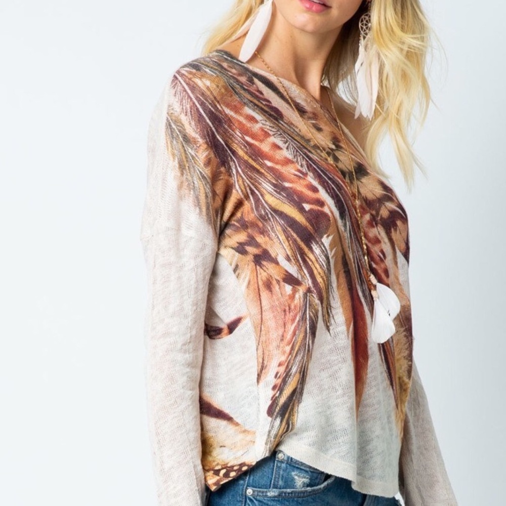 🔥Last One🔥! Off Shoulder Top w/Feathers - Picture 8 of 8